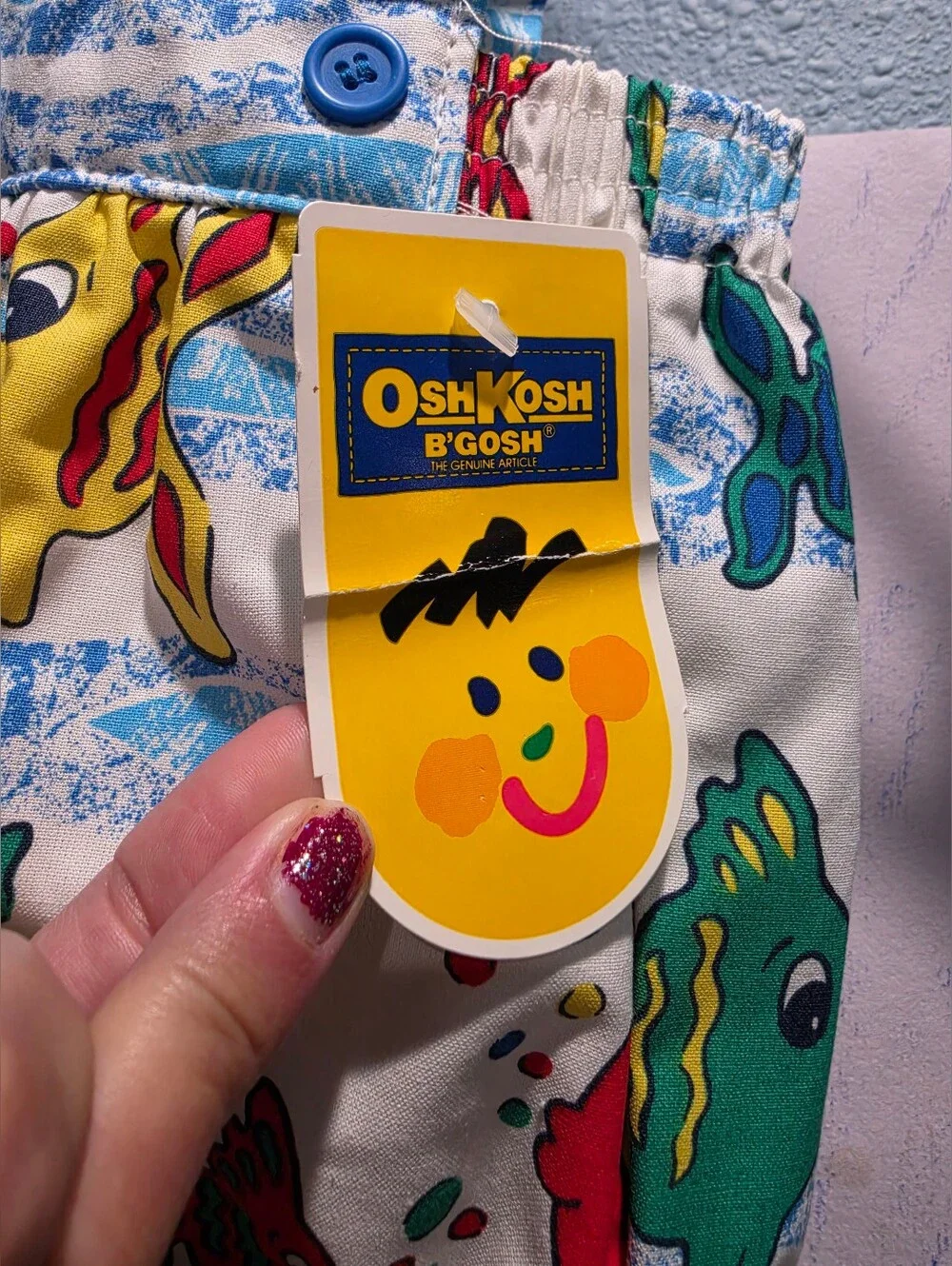 Nwt Vintage New With Tags Osh Kosh B'gosh Primary Fish Overalls 12 Month Usa